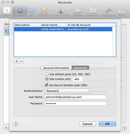 Apple Mail SMTP